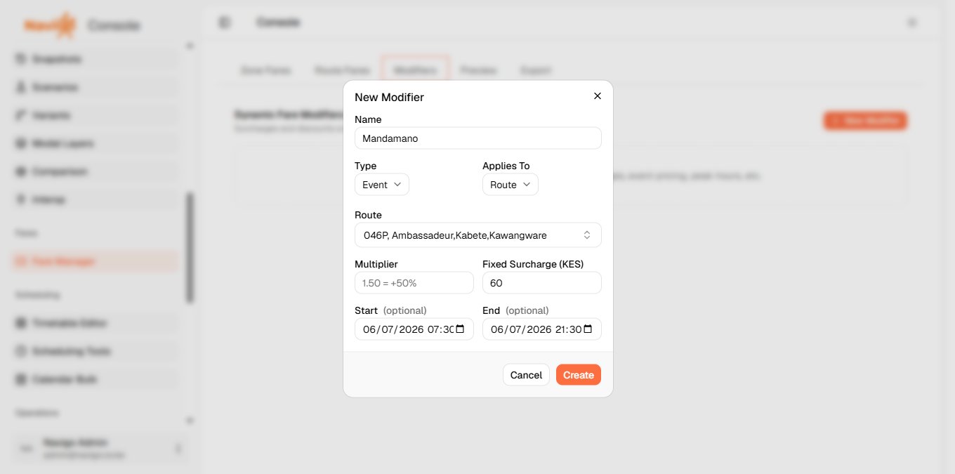Fare Manager - Modifiers